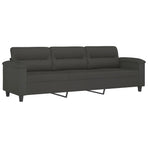 3 Piece Sofa Set with Pillows Dark Grey Microfibre Fabric