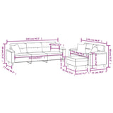 3 Piece Sofa Set with Pillows Dark Grey Microfibre Fabric - Extra Image