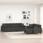 3 Piece Sofa Set with Pillows Dark Grey Microfibre Fabric
