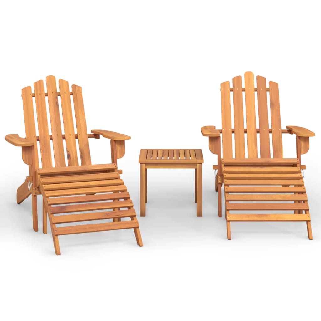 3 Piece Adirondack Garden Lounge Set Solid Wood Acacia