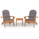3 Piece Adirondack Garden Lounge Set Solid Wood Acacia - Front View