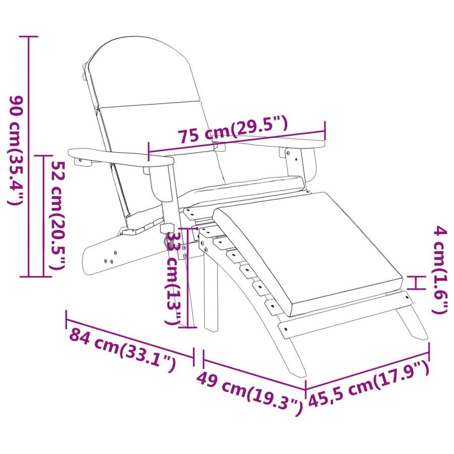 3 Piece Adirondack Garden Lounge Set Solid Wood Acacia