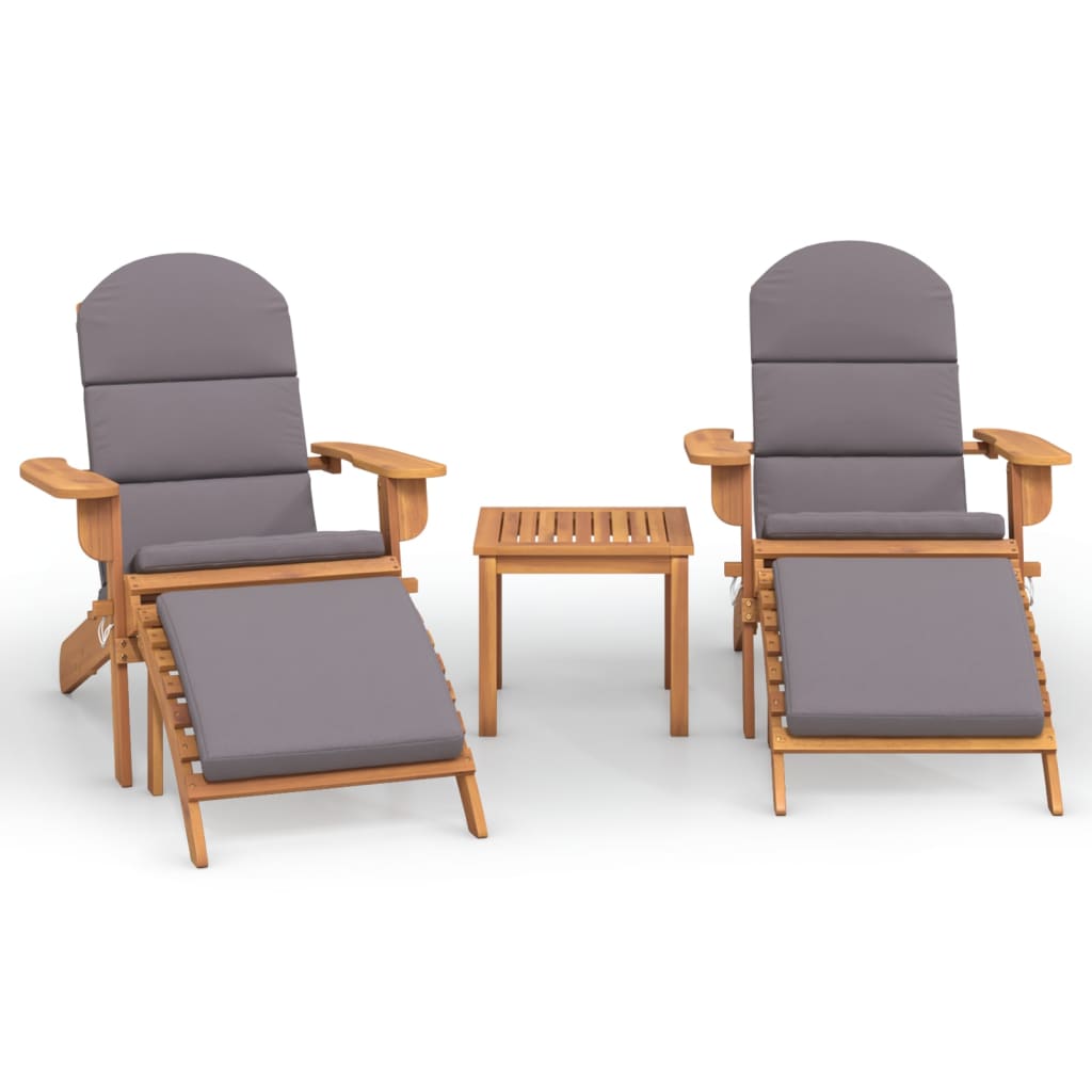 3 Piece Adirondack Garden Lounge Set Solid Wood Acacia