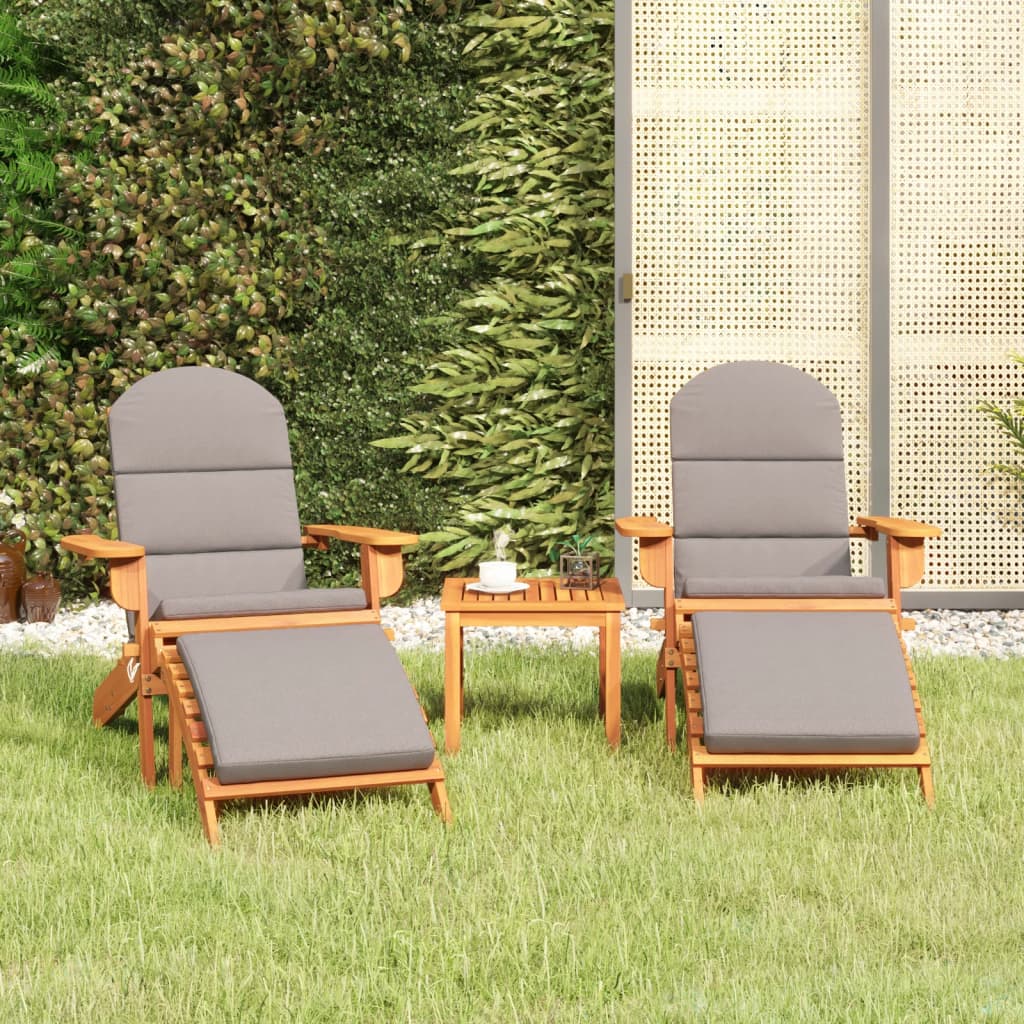 3 Piece Adirondack Garden Lounge Set Solid Wood Acacia