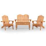 4 Piece Adirondack Garden Lounge Set Solid Wood Acacia - Front View