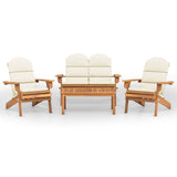 4 Piece Adirondack Garden Lounge Set Solid Wood Acacia - Front View