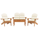 4 Piece Adirondack Garden Lounge Set Solid Wood Acacia - Side View