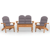 4 Piece Adirondack Garden Lounge Set Solid Wood Acacia - Front View