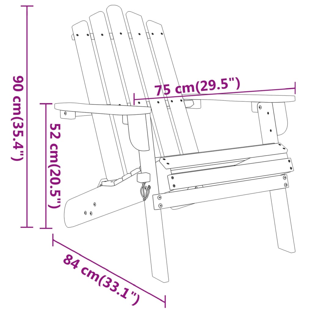 5 Piece Adirondack Garden Lounge Set Solid Wood Acacia