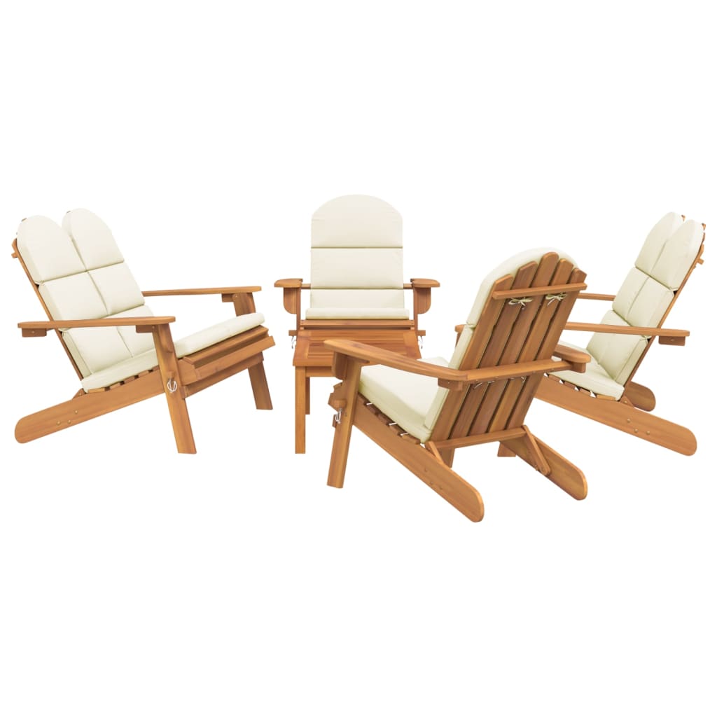 5 Piece Adirondack Garden Lounge Set Solid Wood Acacia