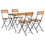 5 Piece Folding Bistro Set Solid Wood Acacia and Steel