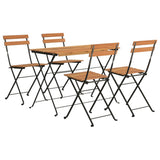 5 Piece Folding Bistro Set Solid Wood Acacia and Steel - Side View