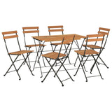 7 Piece Folding Bistro Set Solid Wood Acacia and Steel - Side View
