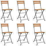 7 Piece Folding Bistro Set Solid Wood Acacia and Steel - Top-Down View