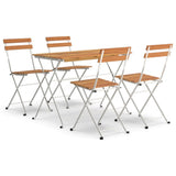 5 Piece Folding Bistro Set Solid Wood Acacia and Steel