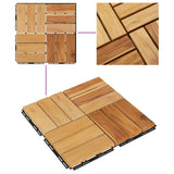Decking Tiles 20 pcs 30x30 cm Solid Wood Teak - 45-Degree Angle