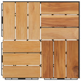 Decking Tiles 20 pcs 30x30 cm Solid Wood Teak - Rear View