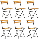 Folding Garden Chairs 6 pcs Steel and Solid Wood Acacia