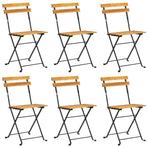 Folding Chairs 6 pcs Steel and Solid Wood Acacia