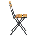 Folding Chairs 6 pcs Steel and Solid Wood Acacia