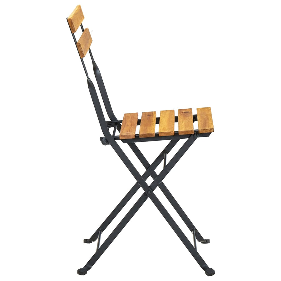 Folding Chairs 6 pcs Steel and Solid Wood Acacia