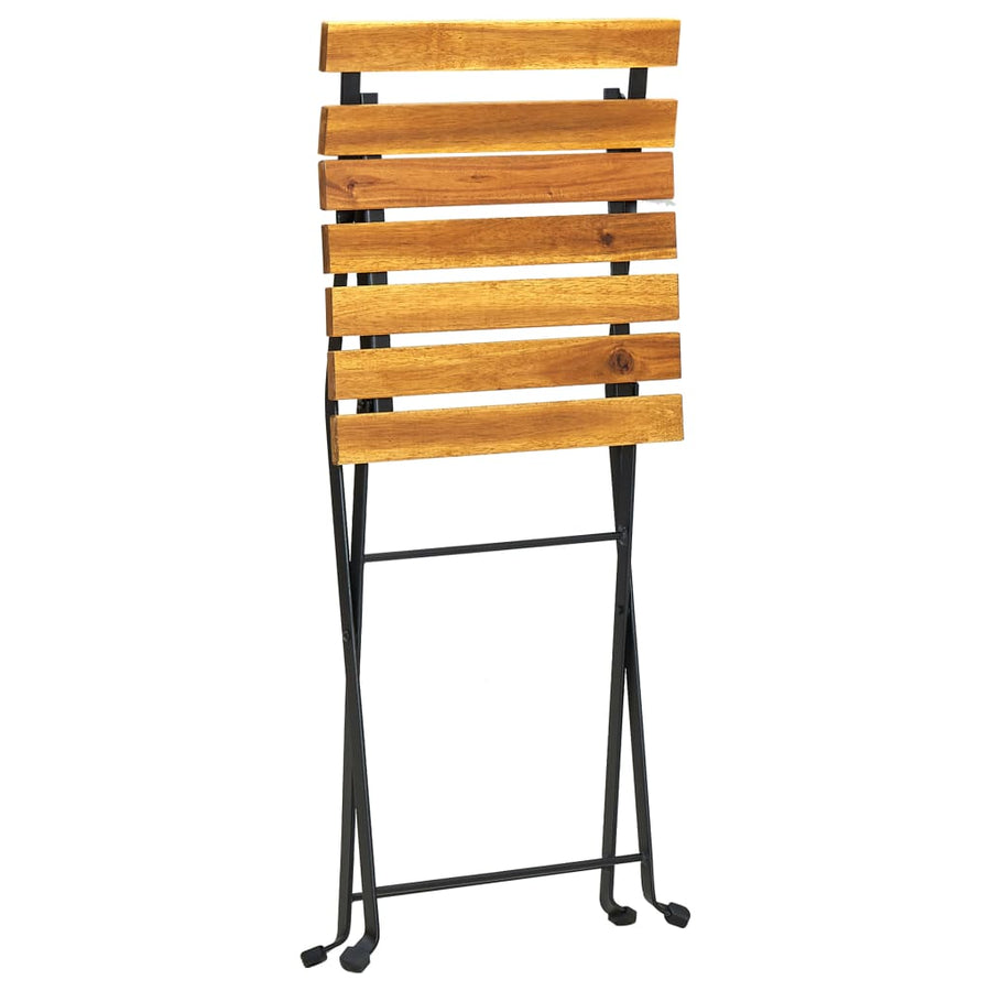 Folding Chairs 6 pcs Steel and Solid Wood Acacia