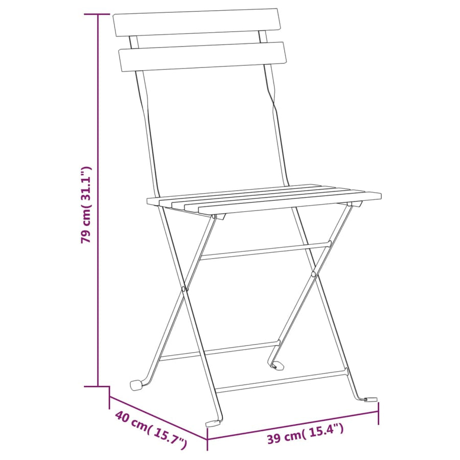 Folding Chairs 6 pcs Steel and Solid Wood Acacia