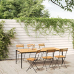 Folding Chairs 6 pcs Steel and Solid Wood Acacia