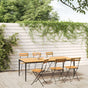 Folding Chairs 6 pcs Steel and Solid Wood Acacia