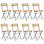 Folding Chairs 8 pcs Steel and Solid Wood Acacia