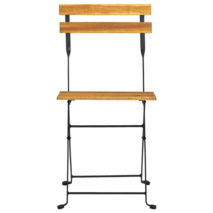 Folding Chairs 8 pcs Steel and Solid Wood Acacia