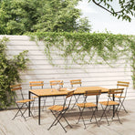 Folding Chairs 8 pcs Steel and Solid Wood Acacia