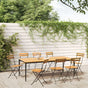 Folding Chairs 8 pcs Steel and Solid Wood Acacia