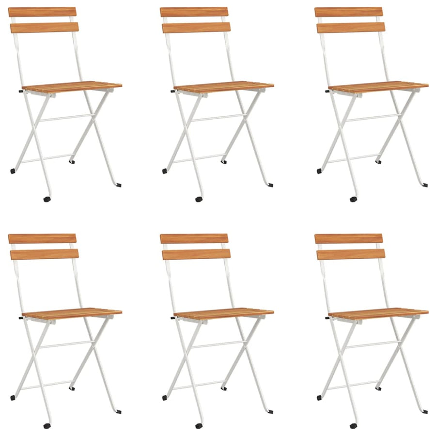 Folding Chairs 6 pcs Solid Wood Acacia and Steel