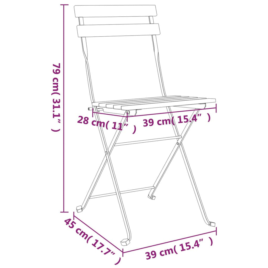 Folding Chairs 6 pcs Solid Wood Acacia and Steel