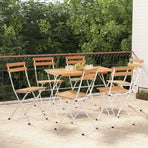 Folding Chairs 6 pcs Solid Wood Acacia and Steel