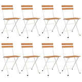 Folding Bistro Chairs 8 pcs Solid Wood Acacia and Steel - Front View