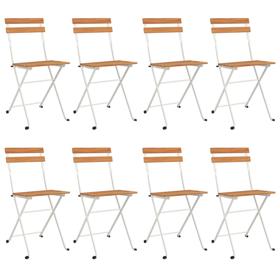 Folding Chairs 8 pcs Solid Wood Acacia and Steel
