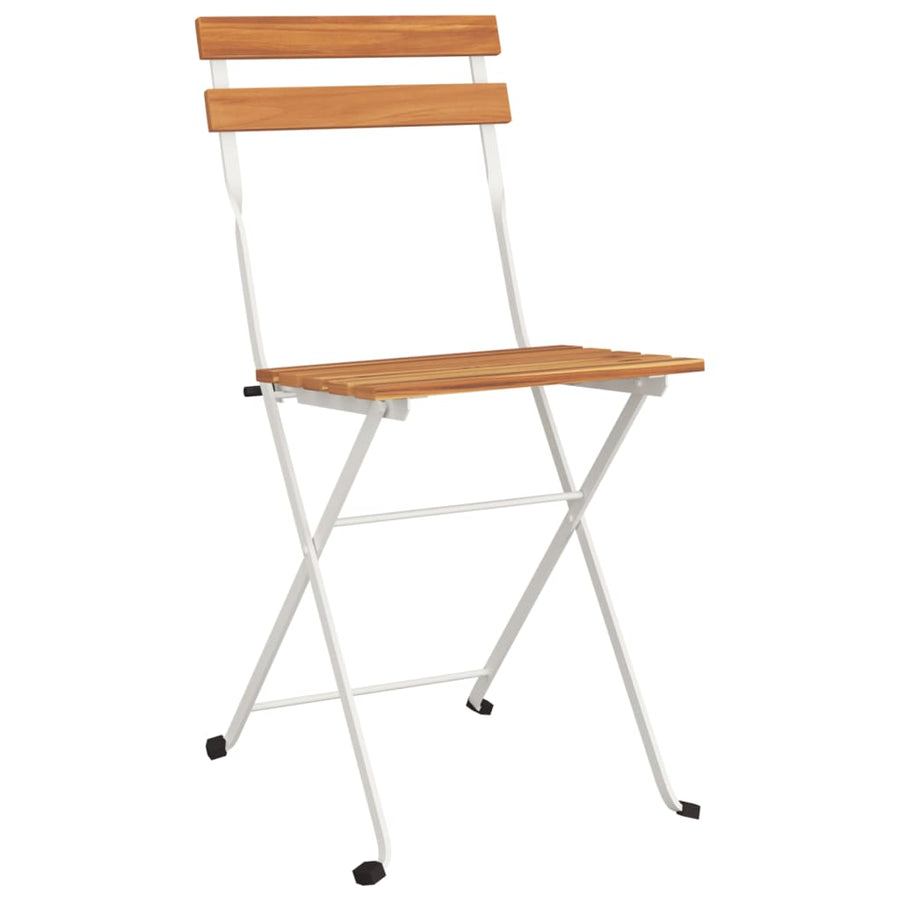 Folding Chairs 8 pcs Solid Wood Acacia and Steel