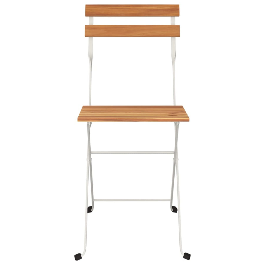 Folding Chairs 8 pcs Solid Wood Acacia and Steel