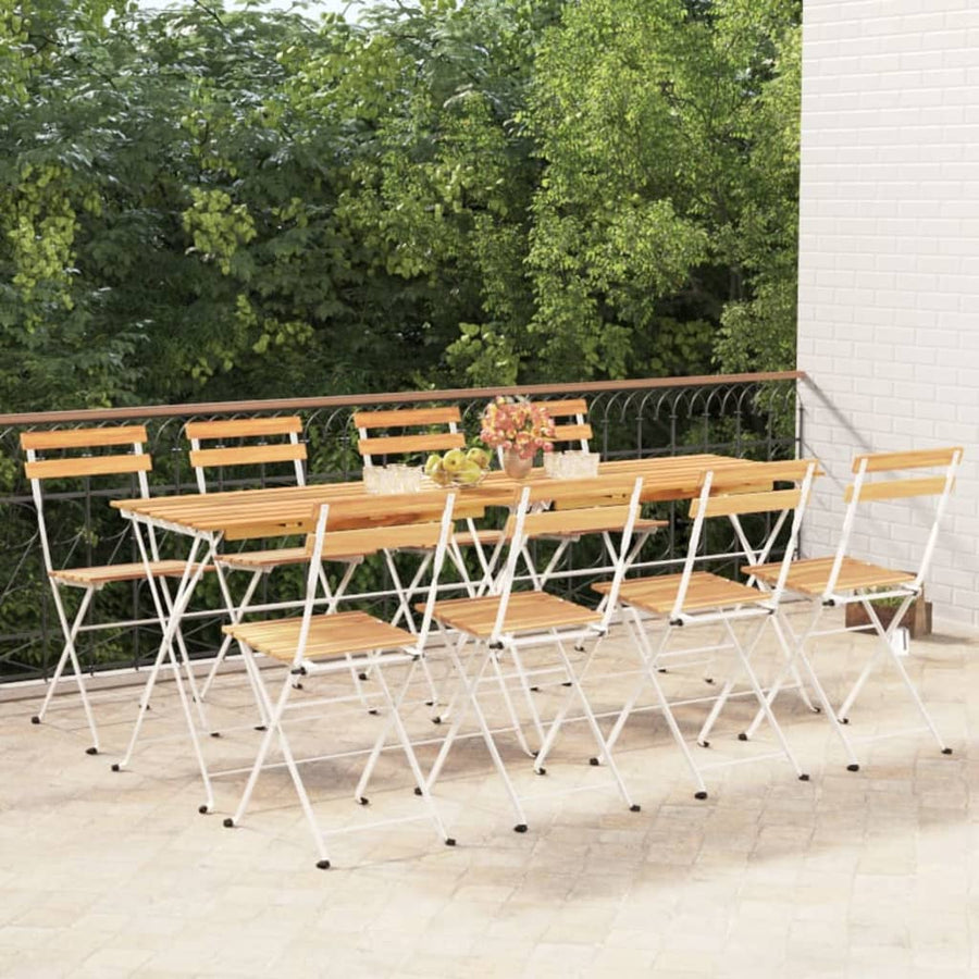 Folding Chairs 8 pcs Solid Wood Acacia and Steel