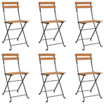 Folding Chairs 6 pcs Solid Wood Teak and Steel