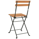 Folding Bistro Chairs 6 pcs Solid Wood Teak and Steel - Close-Up Angle