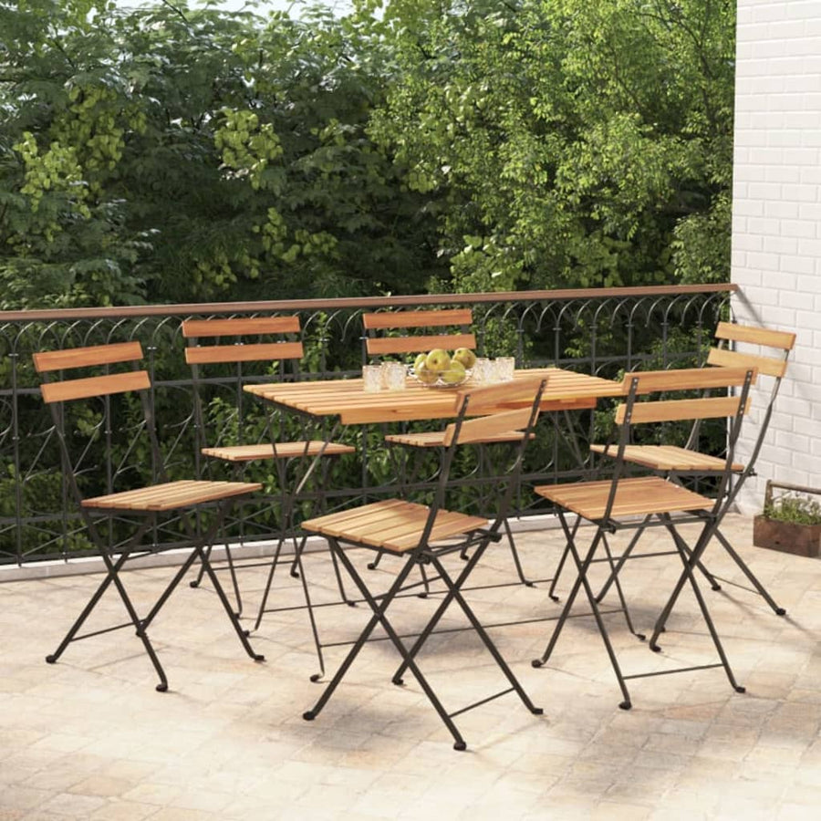 Folding Chairs 6 pcs Solid Wood Teak and Steel
