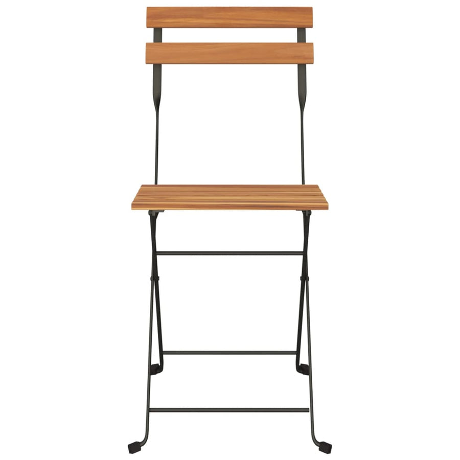 Folding Chairs 8 pcs Solid Wood Teak and Steel