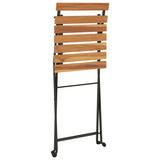 Folding Bistro Chairs 8 pcs Solid Wood Teak and Steel - Rear View