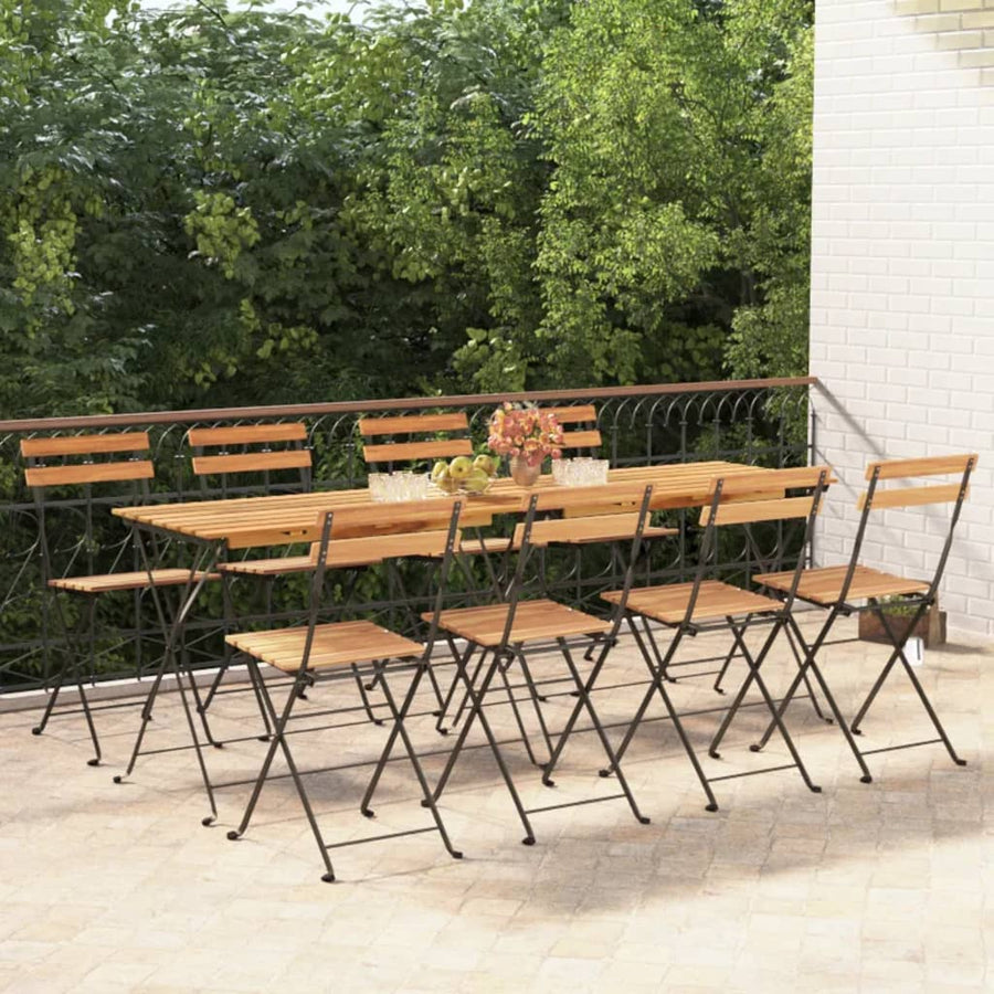 Folding Chairs 8 pcs Solid Wood Teak and Steel