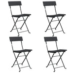 Folding Chairs 4 pcs Black Poly Rattan and Steel