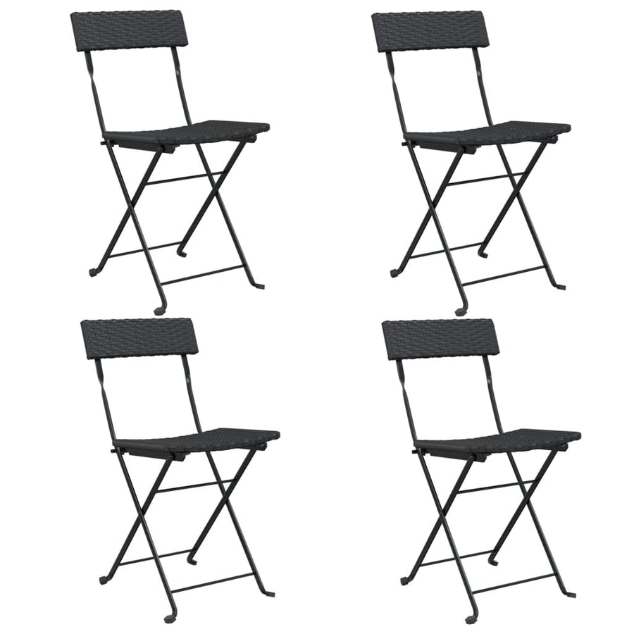 Folding Chairs 4 pcs Black Poly Rattan and Steel