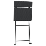 Folding Bistro Chairs 4 pcs Black Poly Rattan and Steel - 45-Degree Angle